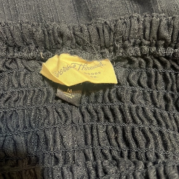 Universal Thread Smocked High Neck Maxi Dress Side Slits Navy Blue Medium - Picture 9 of 9